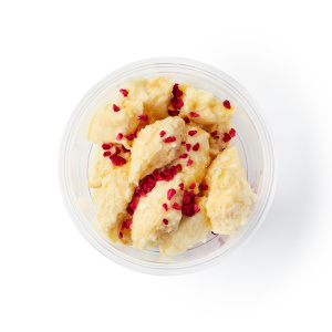 ЛЕНИВЫЕ СЫРНИКИ  В СЛИВОЧНОЙ КАРАМЕЛИ С МАЛИНОЙ 200ГР 1ШТ