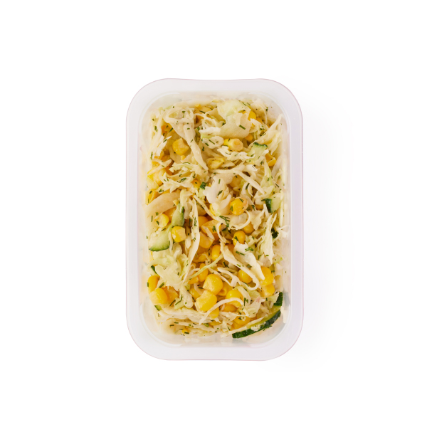 САЛАТ ИЗ КАПУСТЫ С ОГУРЦОМ И КУКУРУЗОЙ 125ГР 1ШТ